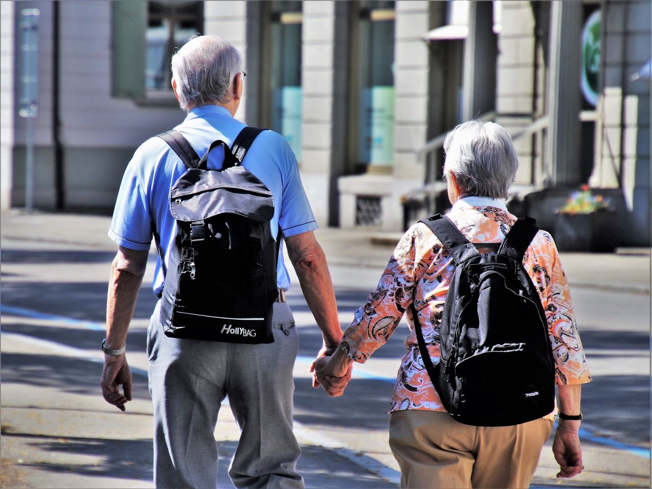 elderly couple on a trip